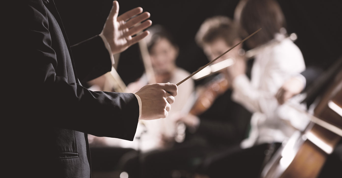 Orchestra conductor on stage